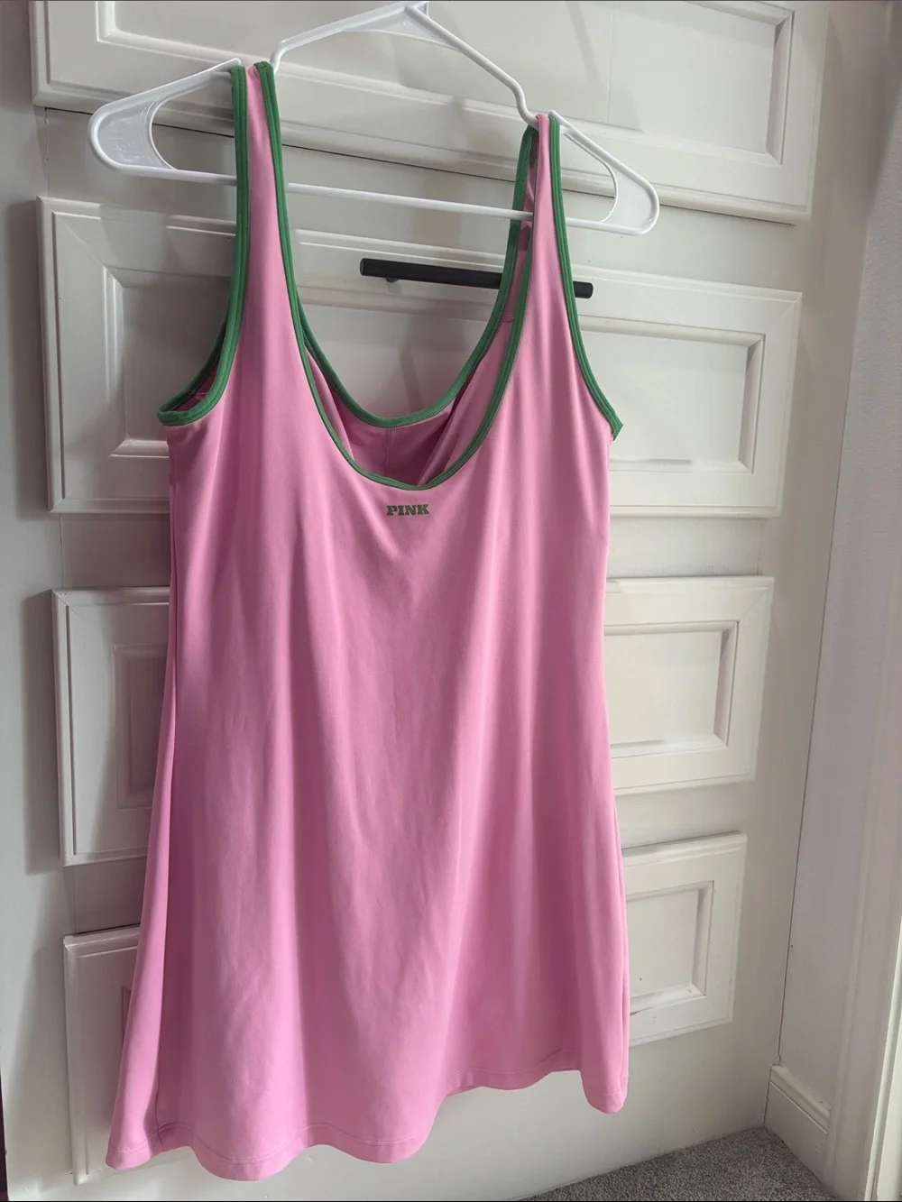 PINK Victoria's Secret Pink Athletic Tank Dress with Green Trim - Picture 2 of 3